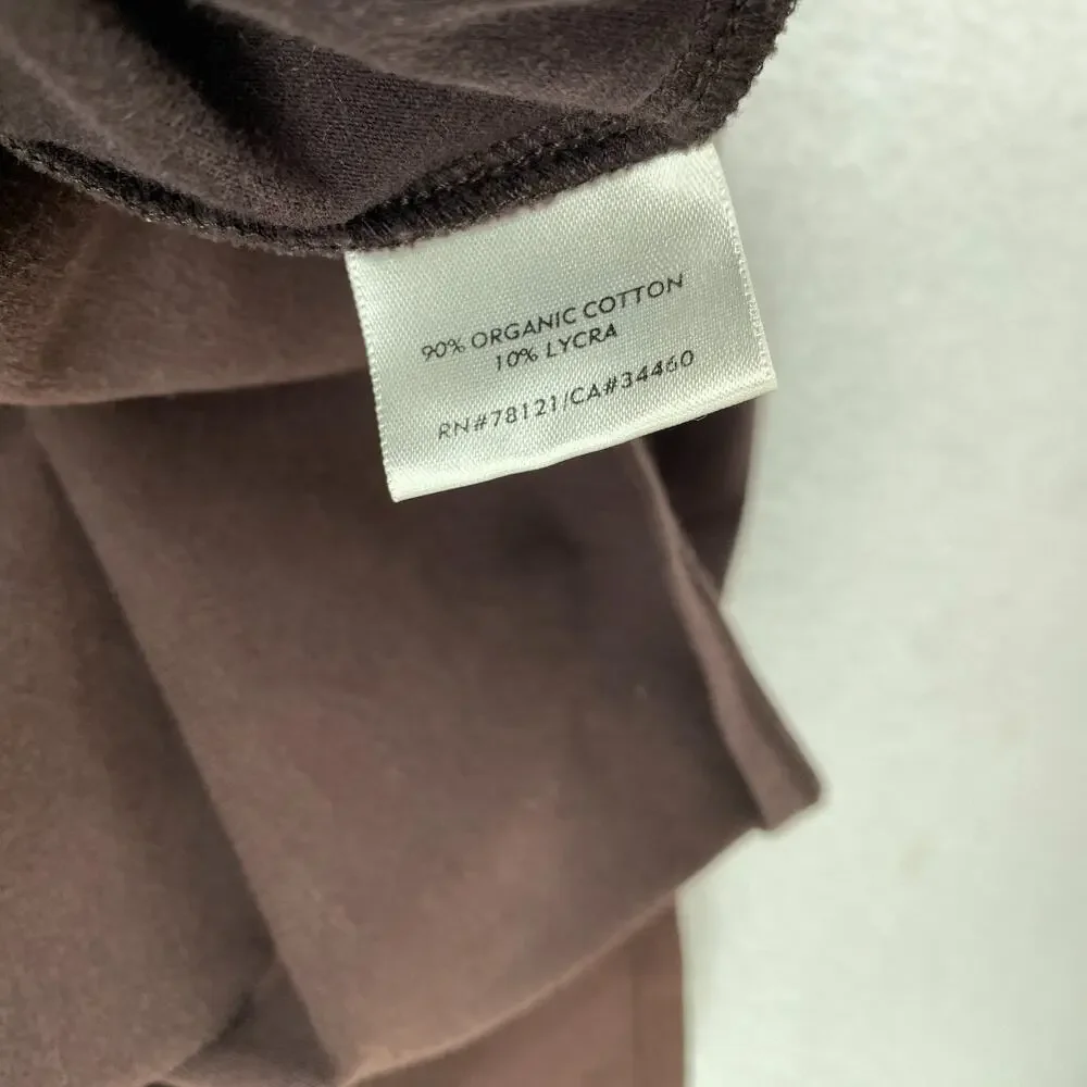 EILEEN FISHER Top XL Stretch Organic Cotton Scoop Neck Cap Sleeve Brown USA - Picture 6 of 9